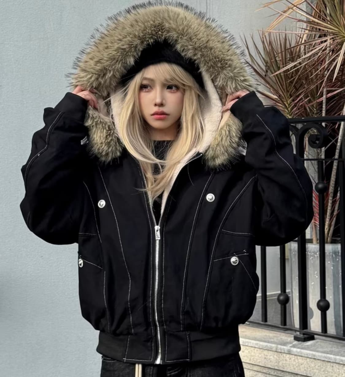 후드 퍼 블랙 항공점퍼 파카 블랙 M 상품이미지1