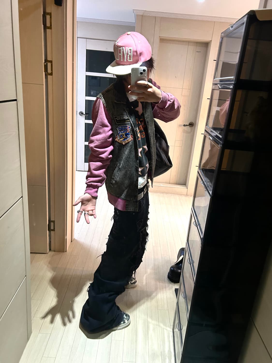 Pink Cotton Printing Varsity Jacket 상품이미지3