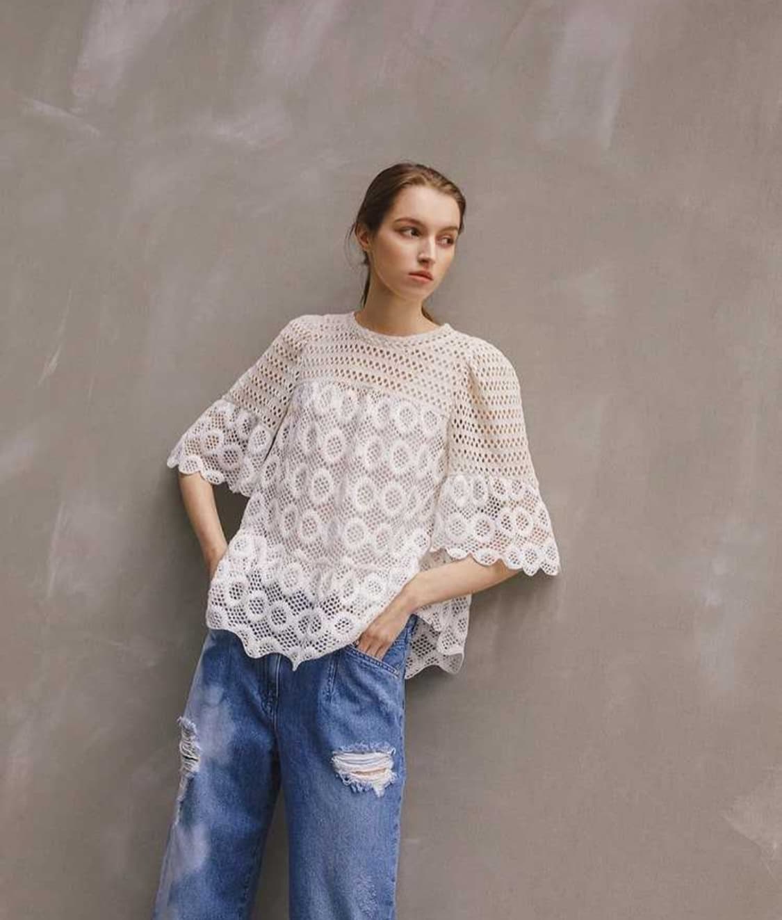 타임 네트 니트 탑 프리사이즈 상품이미지1