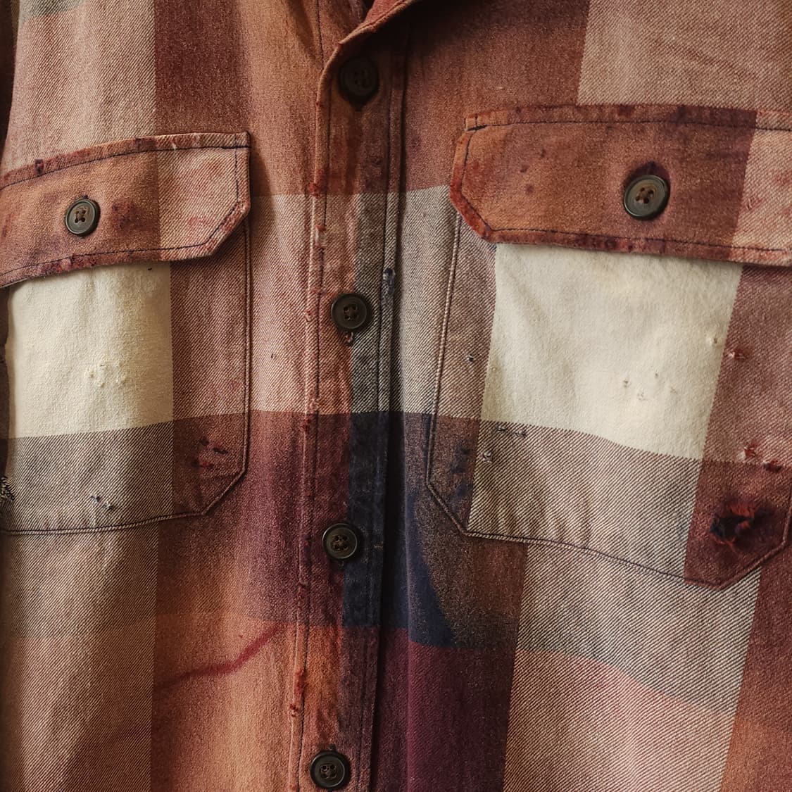 90s 빈티지 체크셔츠 헤비 플란넬 워크셔츠 썬페이딩 빅체크 xl 상품이미지5