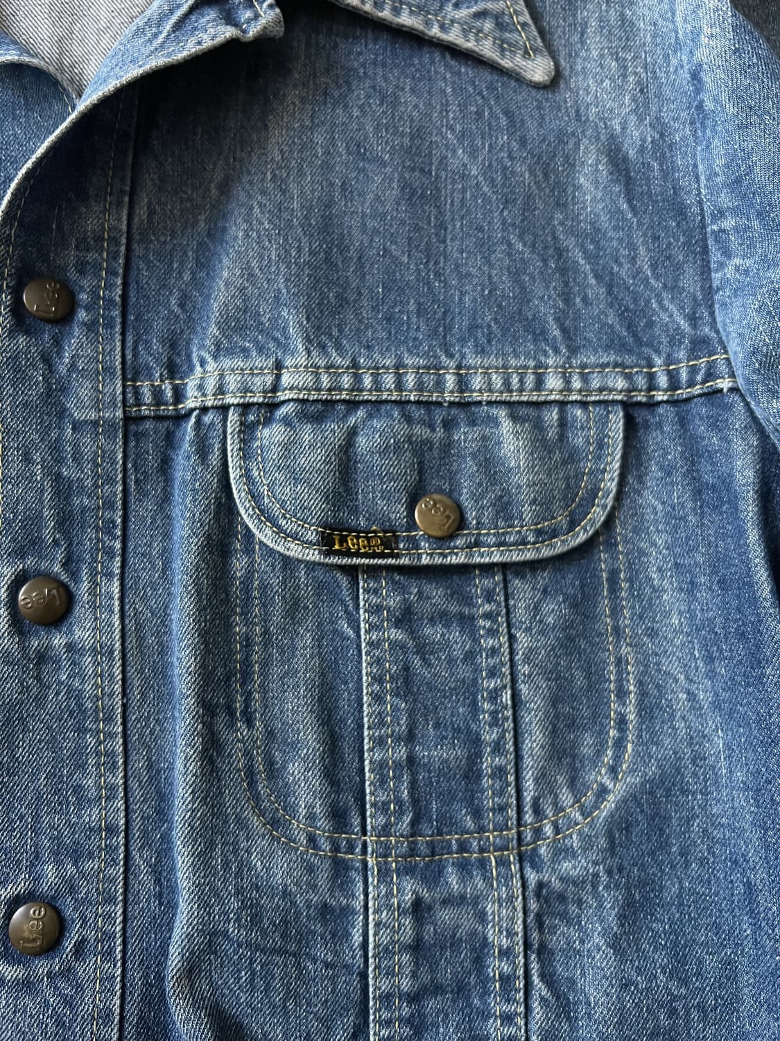 [XL]80's Lee Made in USA 빈티지 워싱 데님 코트 자켓 상품이미지3