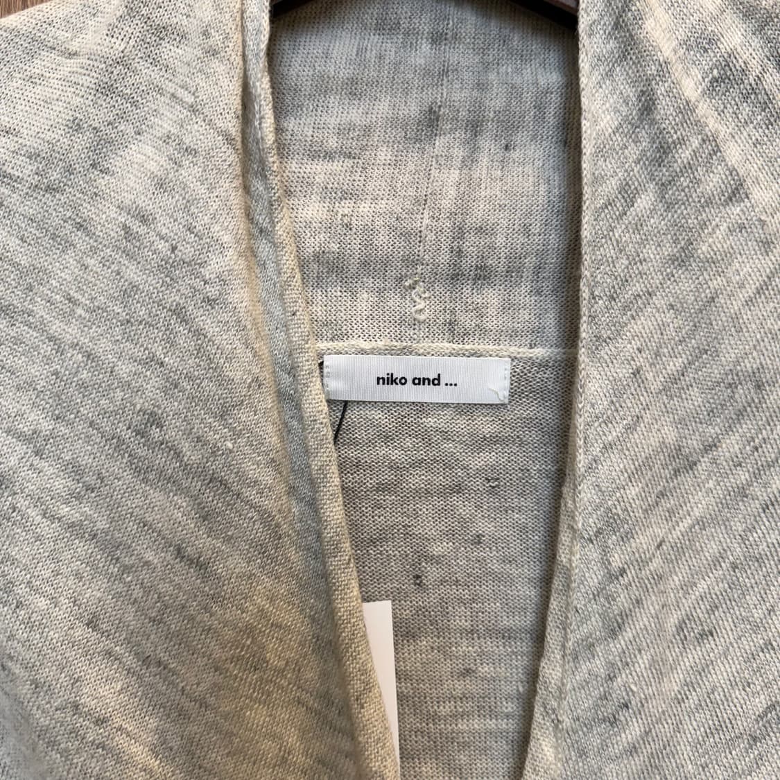 니코앤드 롱슬리브 랩 가디건 블루 배색 타이 스트랩 디테일 아이보리 상품이미지9