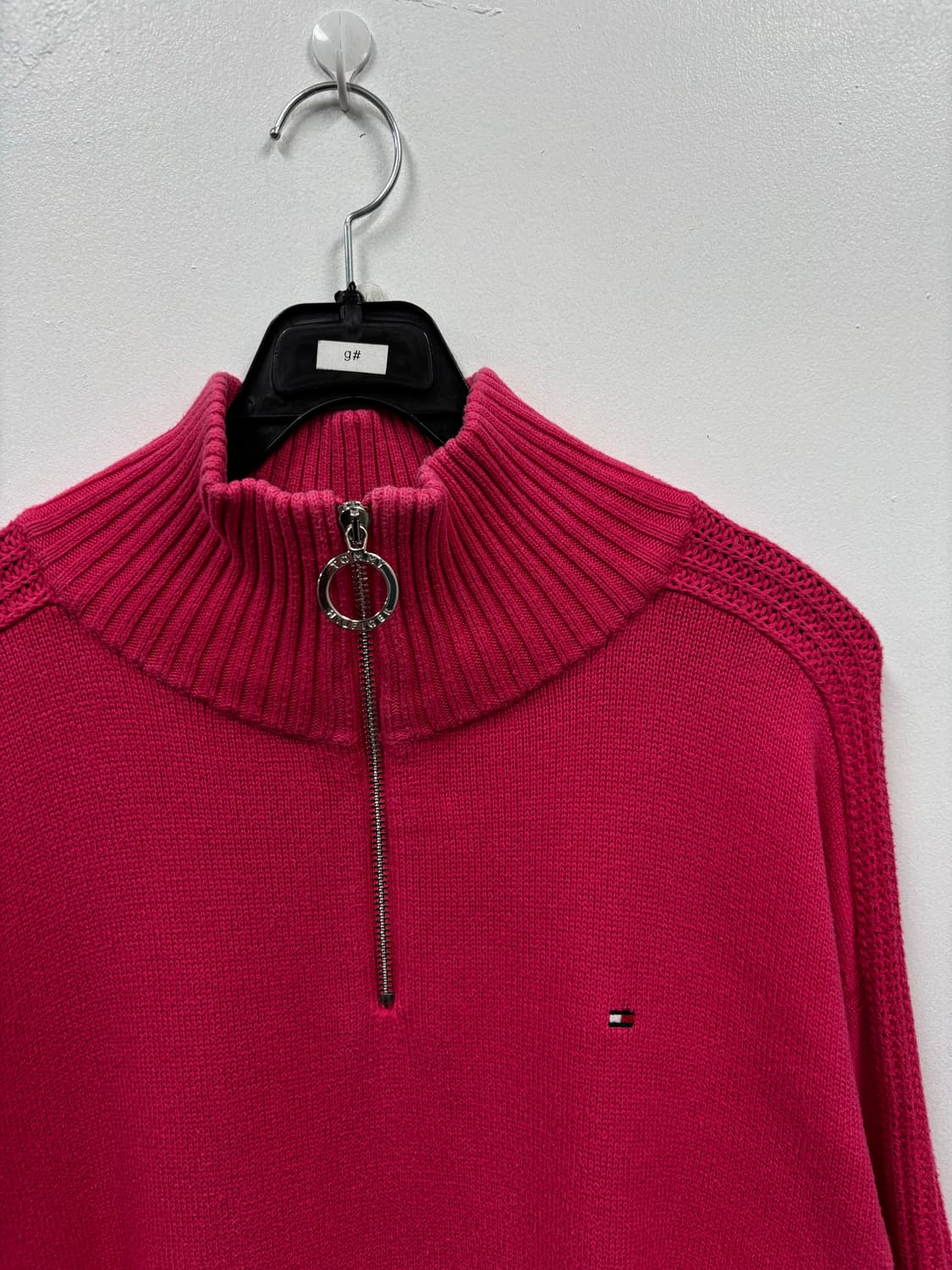 타미힐피거 우먼  니트 반집업 핫핑크 상품이미지2
