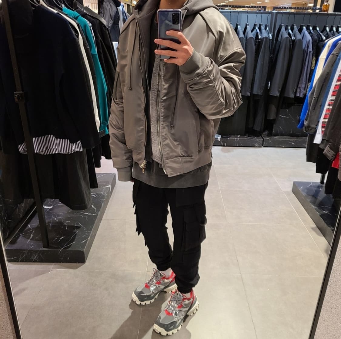 준지 129만 후드 마원 애쉬 그레이 MA-1 상품이미지4