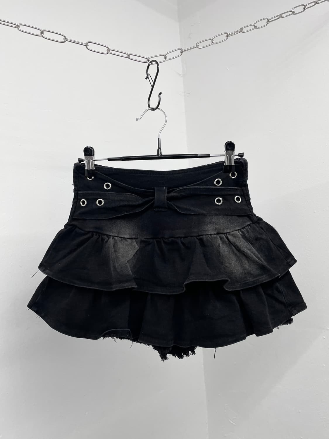 블랙 워싱 리본 큐롯 스커트 상품이미지2