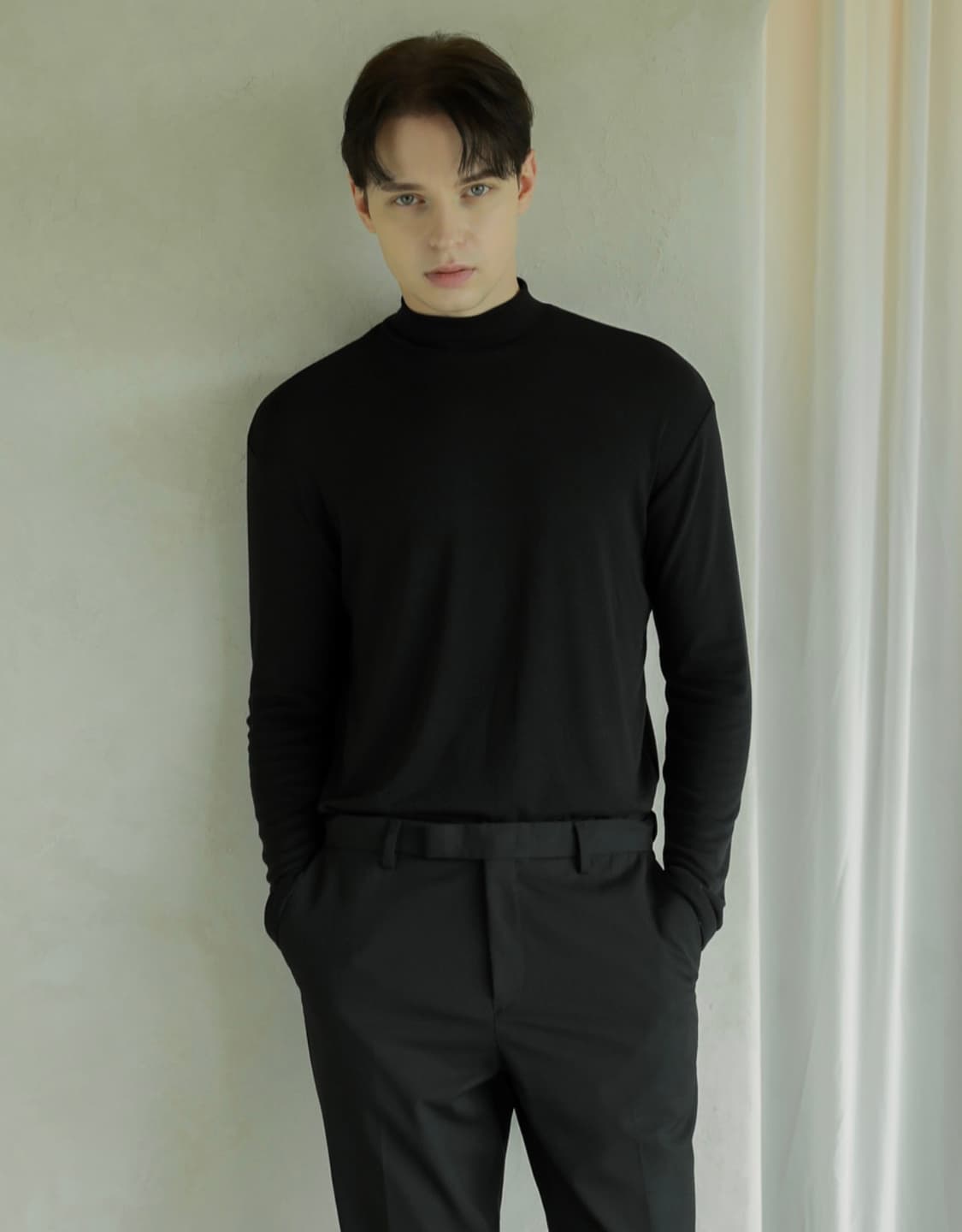 (새상품)이에스엔 하프 폴라 니트 티셔츠 상품이미지1