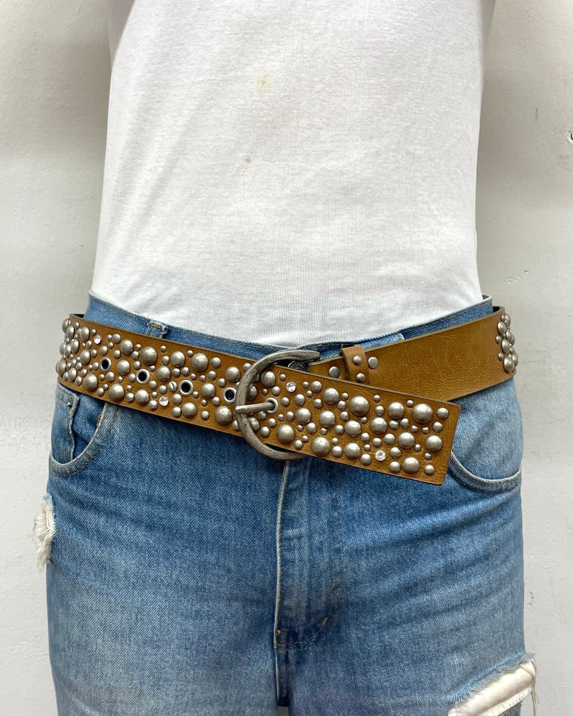 Hard Stud Cubic Brown Western Belt  상품이미지3