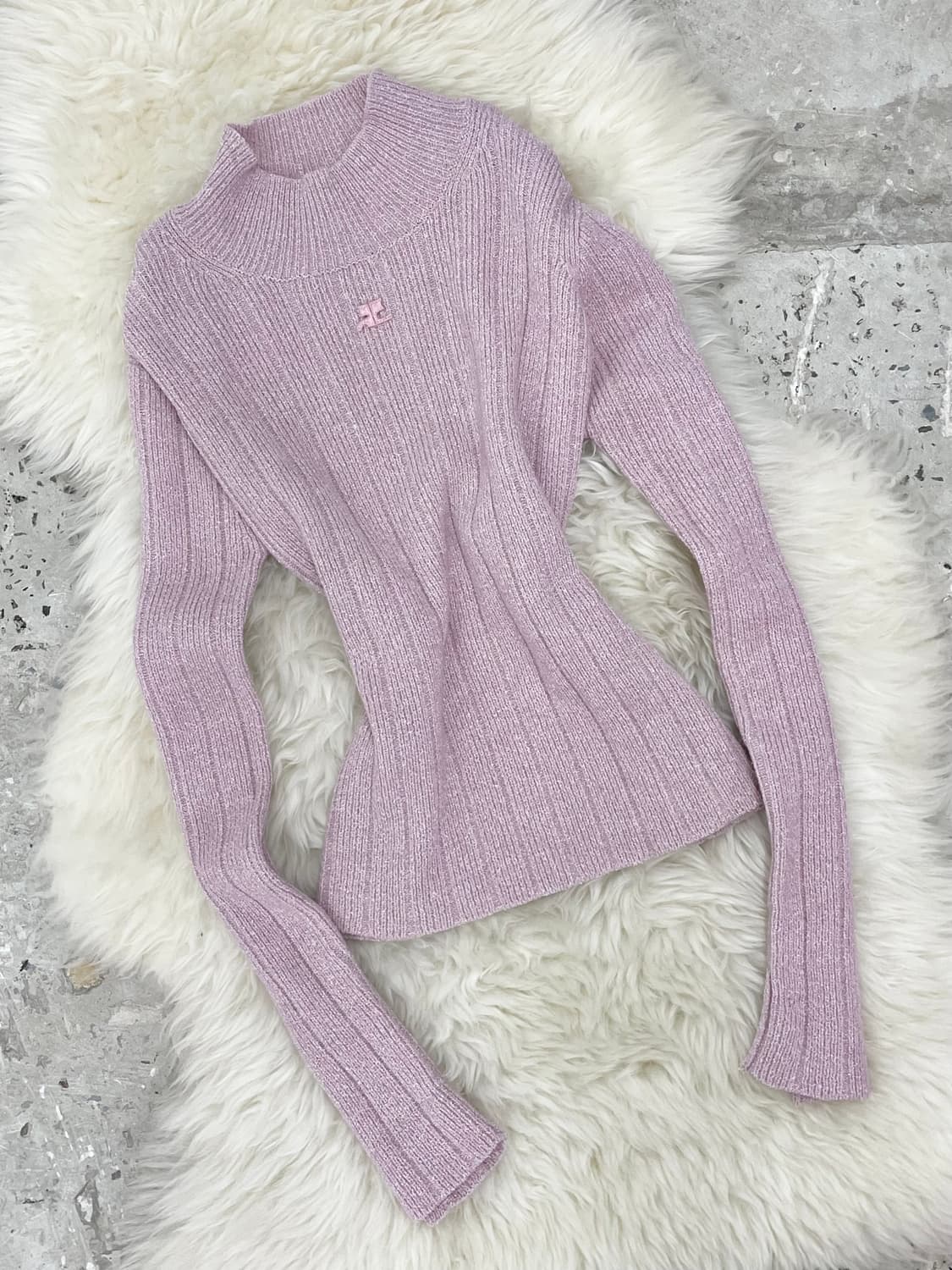 꾸레쥬 핑크 골지 터틀넥 상품이미지3