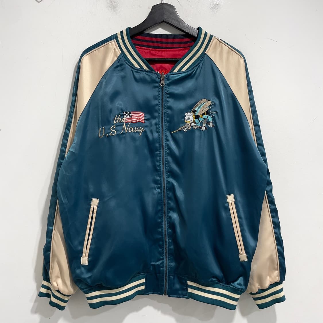 usa navy 자수 프린팅 리버시블 스카잔 상품이미지2