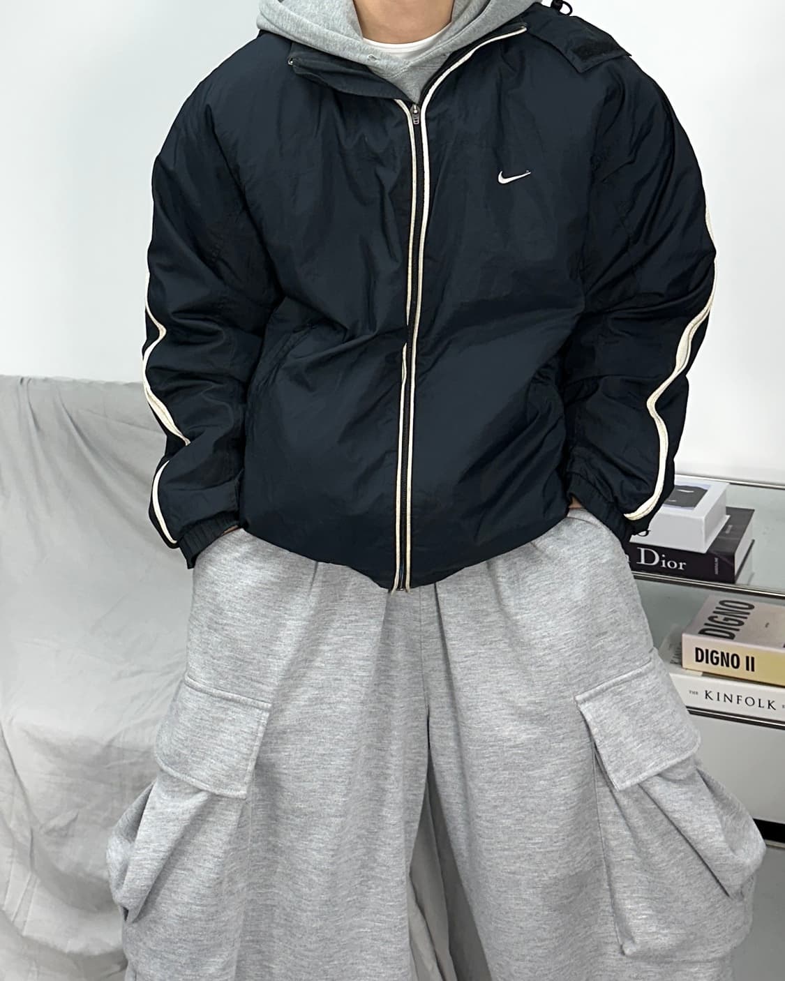 나이키 블랙 사이드라인 바람막이 XL 상품이미지1