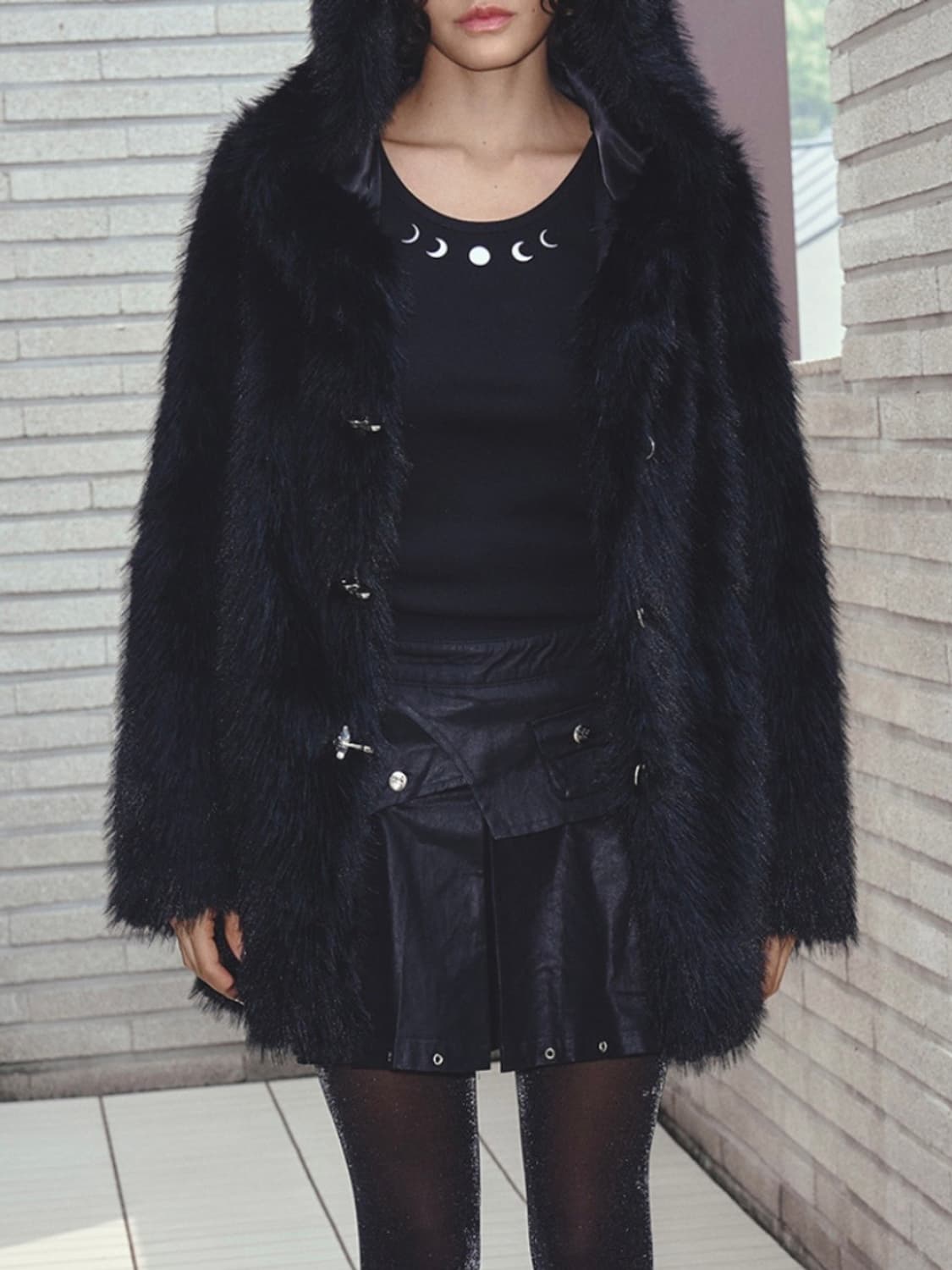 nyxx 후드 퍼 코트 퍼자켓 블랙 상품이미지2