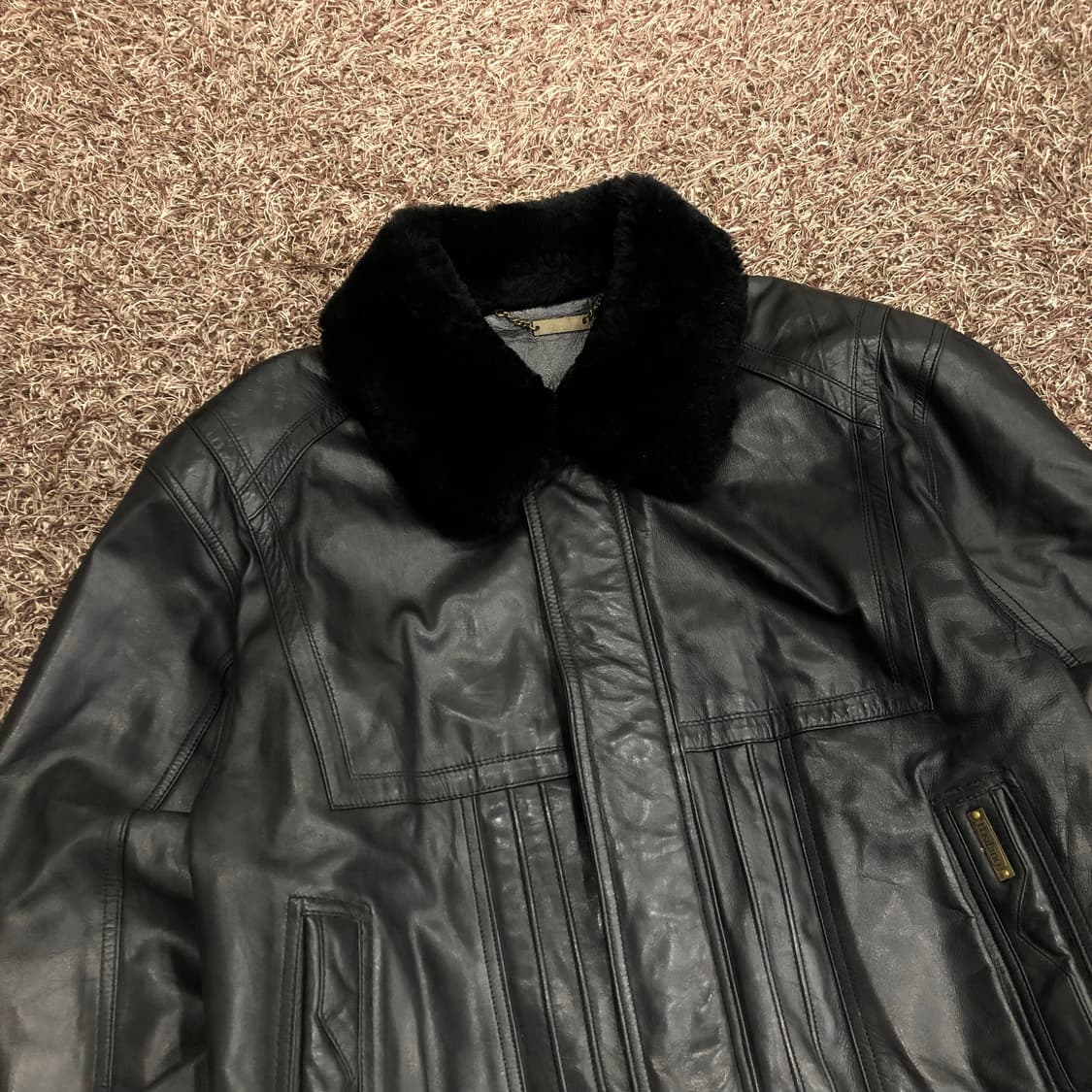 빈티지 양가죽 봄버 퍼 카라 레더 가죽 자켓  상품이미지2