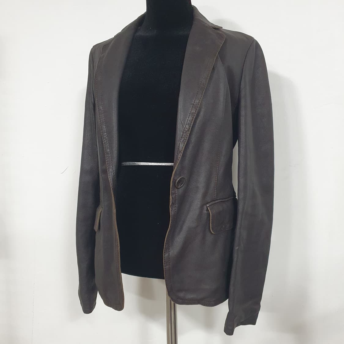 빈티지 뮤트톤 매트브라운 램스킨 양가죽 자켓 블레이저 그런지 y2k 갸루 상품이미지4