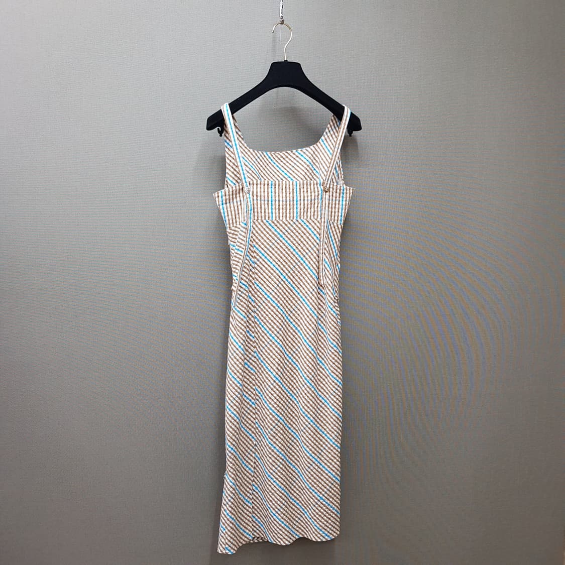 한섬 타임 2022 체크 패턴 슬리브리스 롱 원피스 82-94-160 상품이미지5