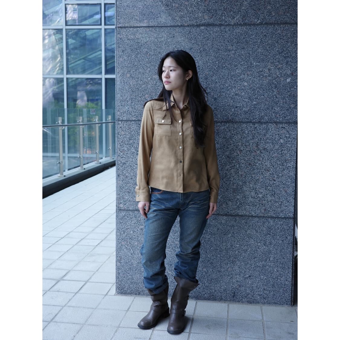빈티지 브라운 웨스턴 스웨이드 셔츠 상품이미지2
