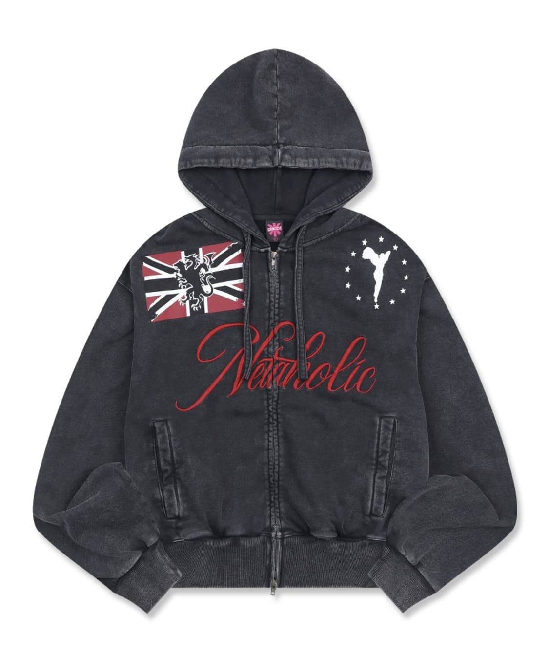 GHD041 네타홀릭 빈티지 후드 집업 (YELLOW) 차콜 상품이미지1