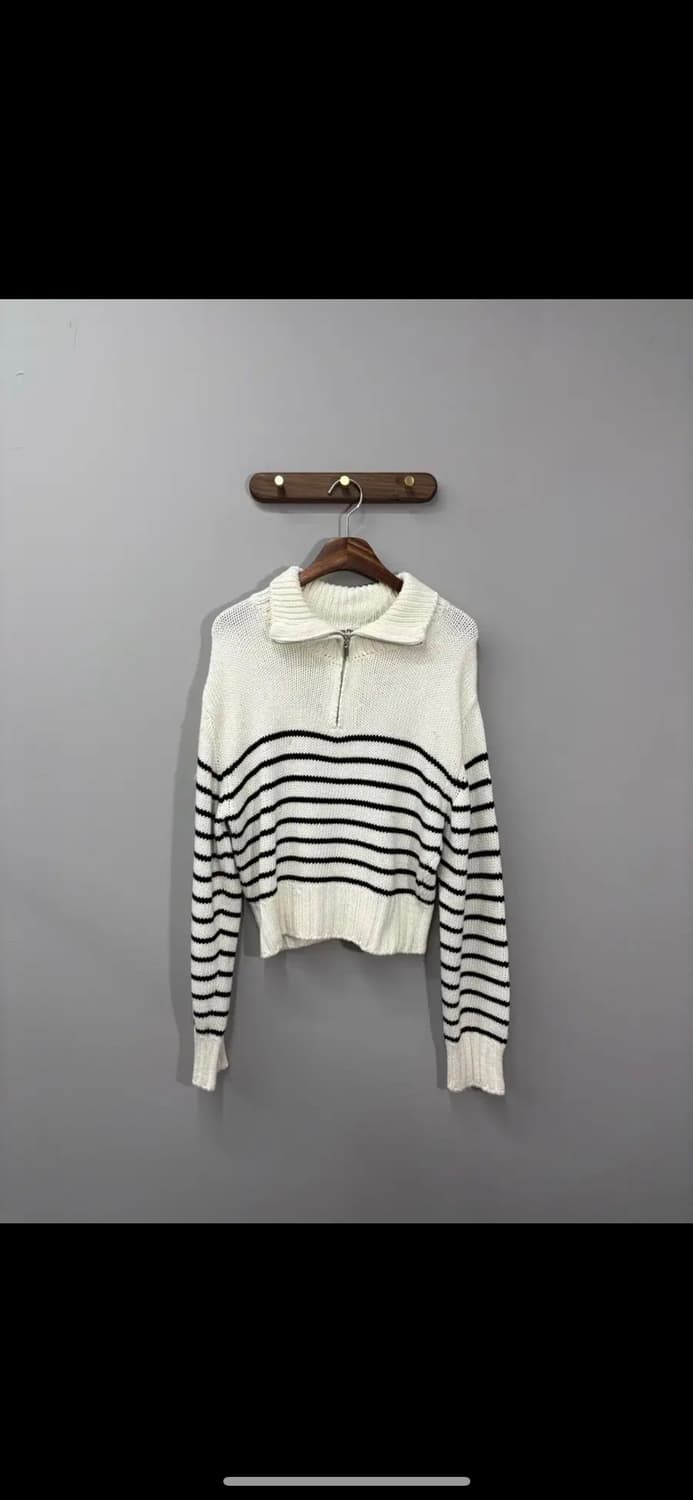 더오픈프로덕트 스트라이프 반집업 니트 H1068 상품이미지2