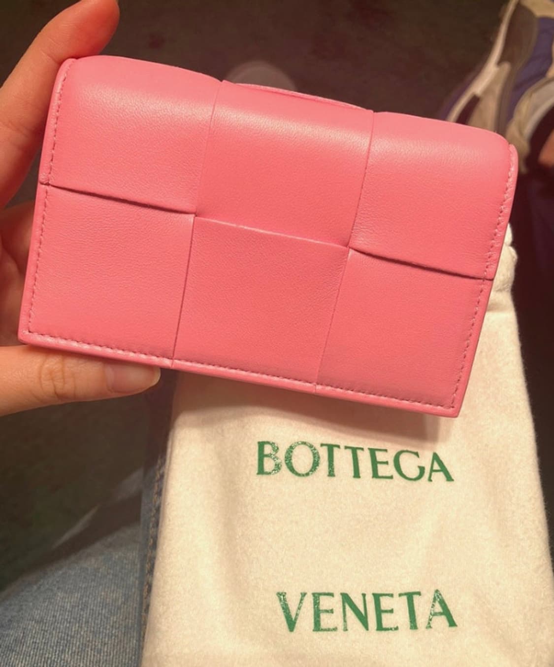 [정품] 보테가베네타 카세트 핑크 비지니스 지갑 백판 상품이미지1