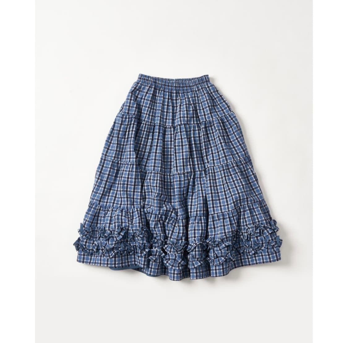 플리즈프로젝트) Middle Frill Skirt Blue Check F 상품이미지3