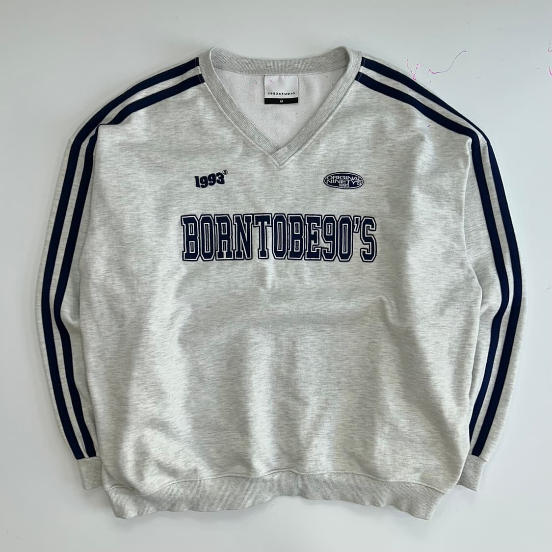 1993 studio 블록코어 멜란지 브이넥 맨투맨 상품이미지3