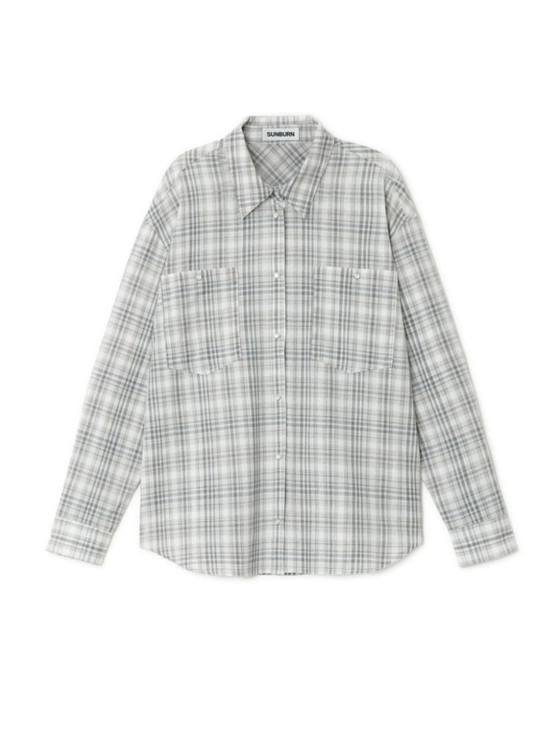 SUNBURNPROJECT 썬번프로젝트 오버핏 체크 셔츠 (블루) 미착용 상품이미지7
