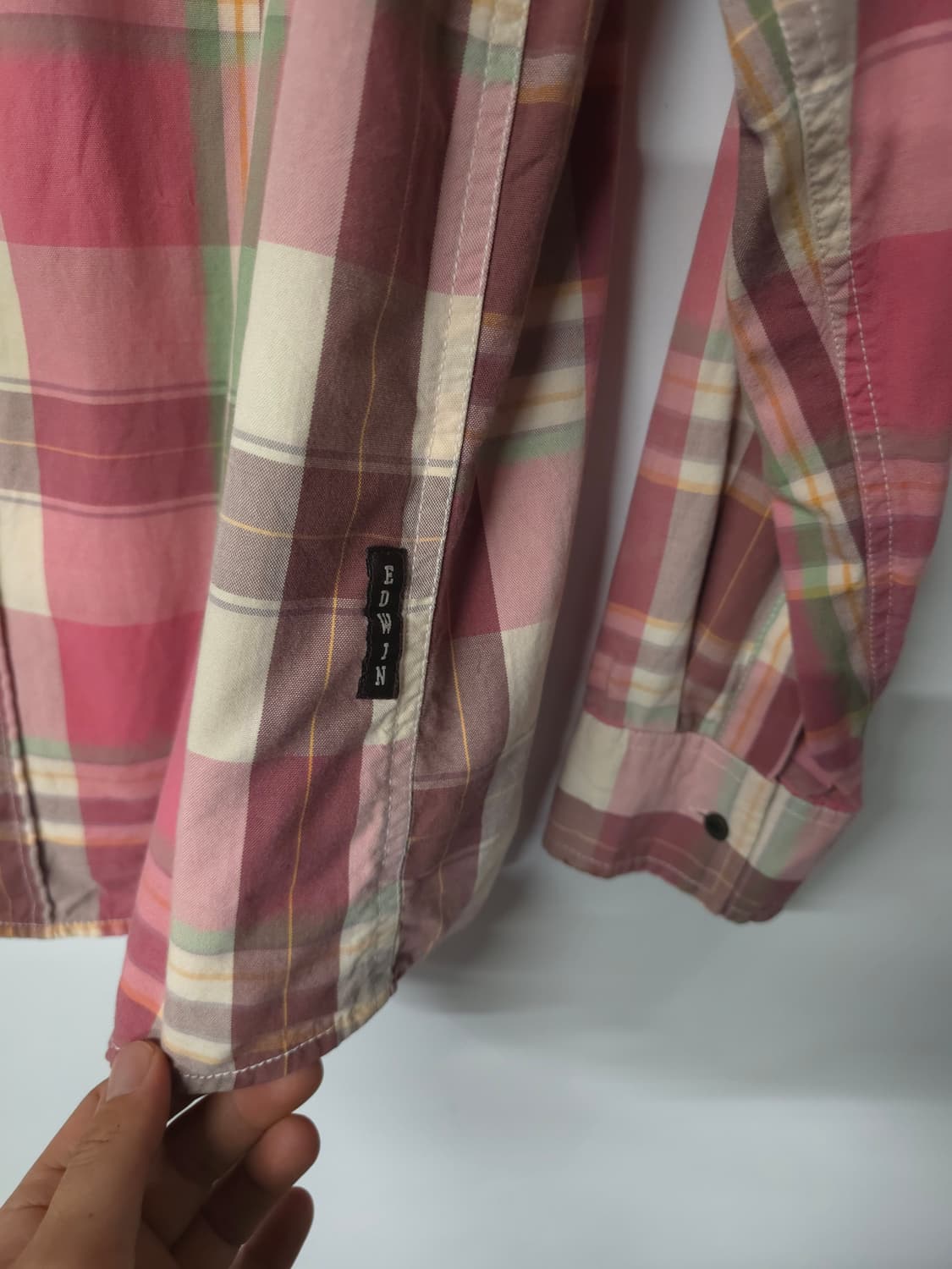 에드윈 남성 핑크체크 셔츠 100 상품이미지10