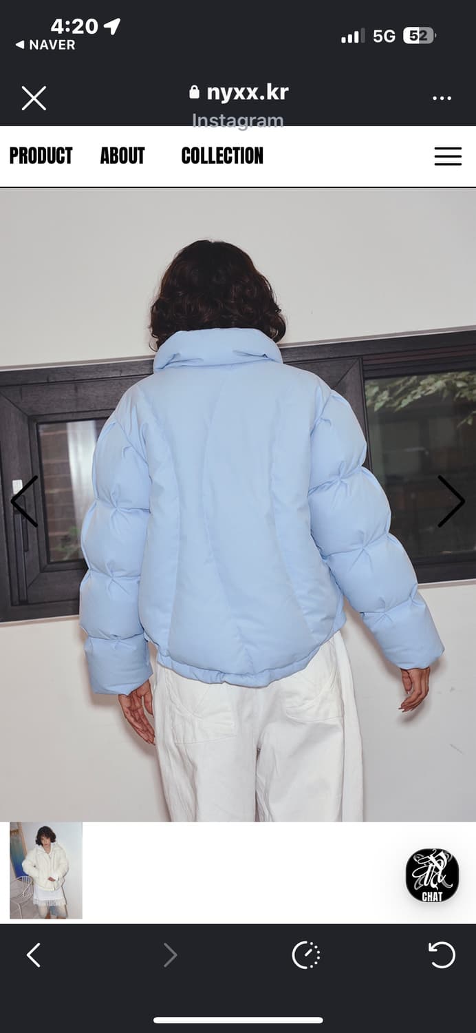 NYXX 커브라인 다운푸퍼 패딩 소라색 상품이미지4