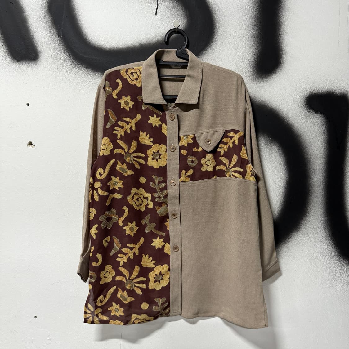 VTG 빈티지 브라운 플라워 패턴 셔츠 상품이미지1