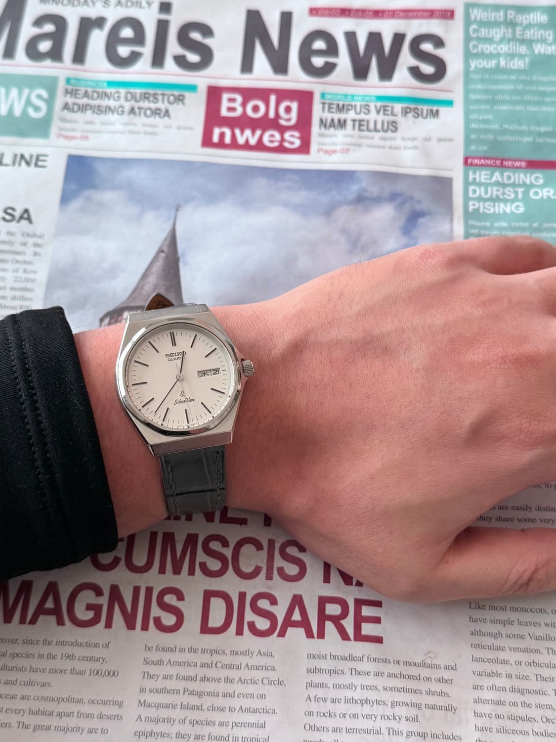 세이코 Seiko 쿼츠 SilverWave 다크 그린 래더 데이데이트 상품이미지4