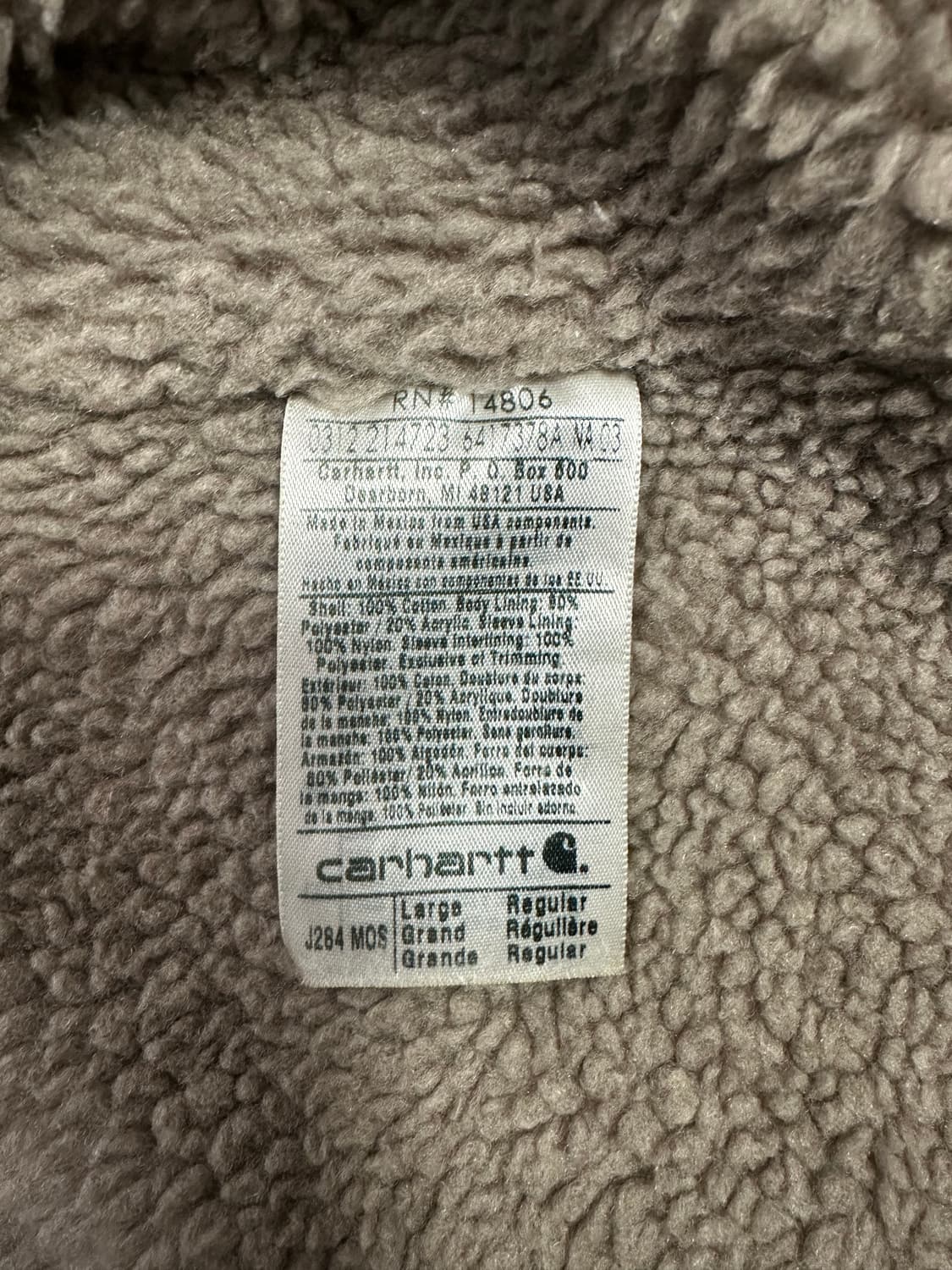 칼하트J284 MOS후드 USA워크 자켓 카키 L(100-105) 상품이미지5