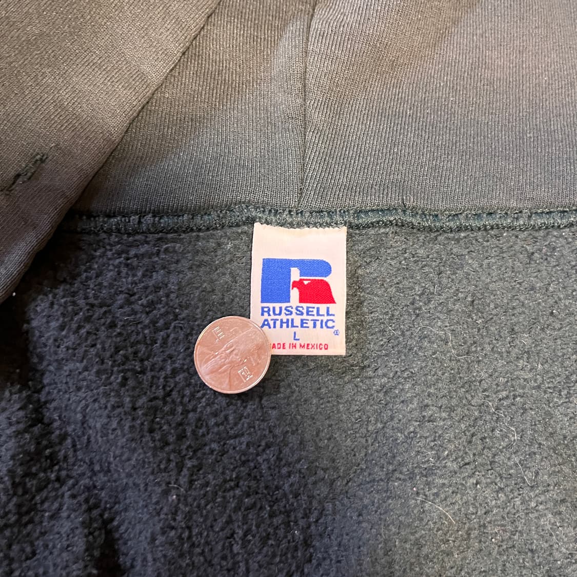 [L] 90s 빈티지 러셀 후드집업 썬페이드 다크 그린 상품이미지4