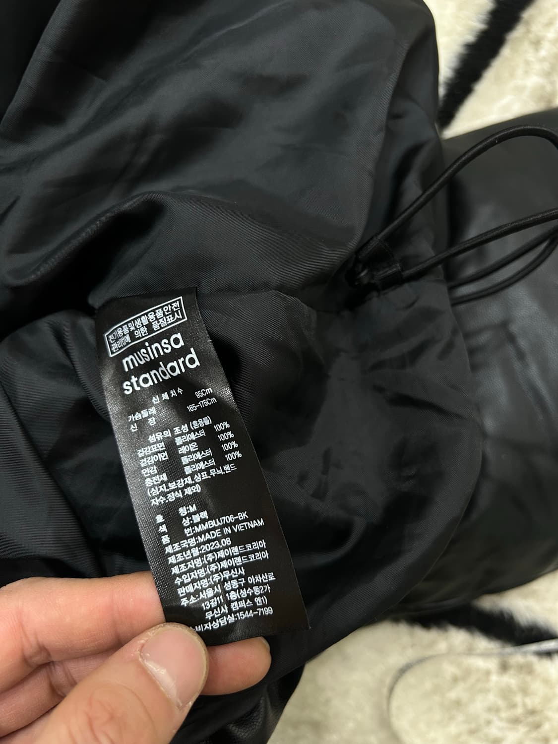 [M]무신사스탠다드 레더 푸퍼 숏 패딩/블랙 상품이미지7
