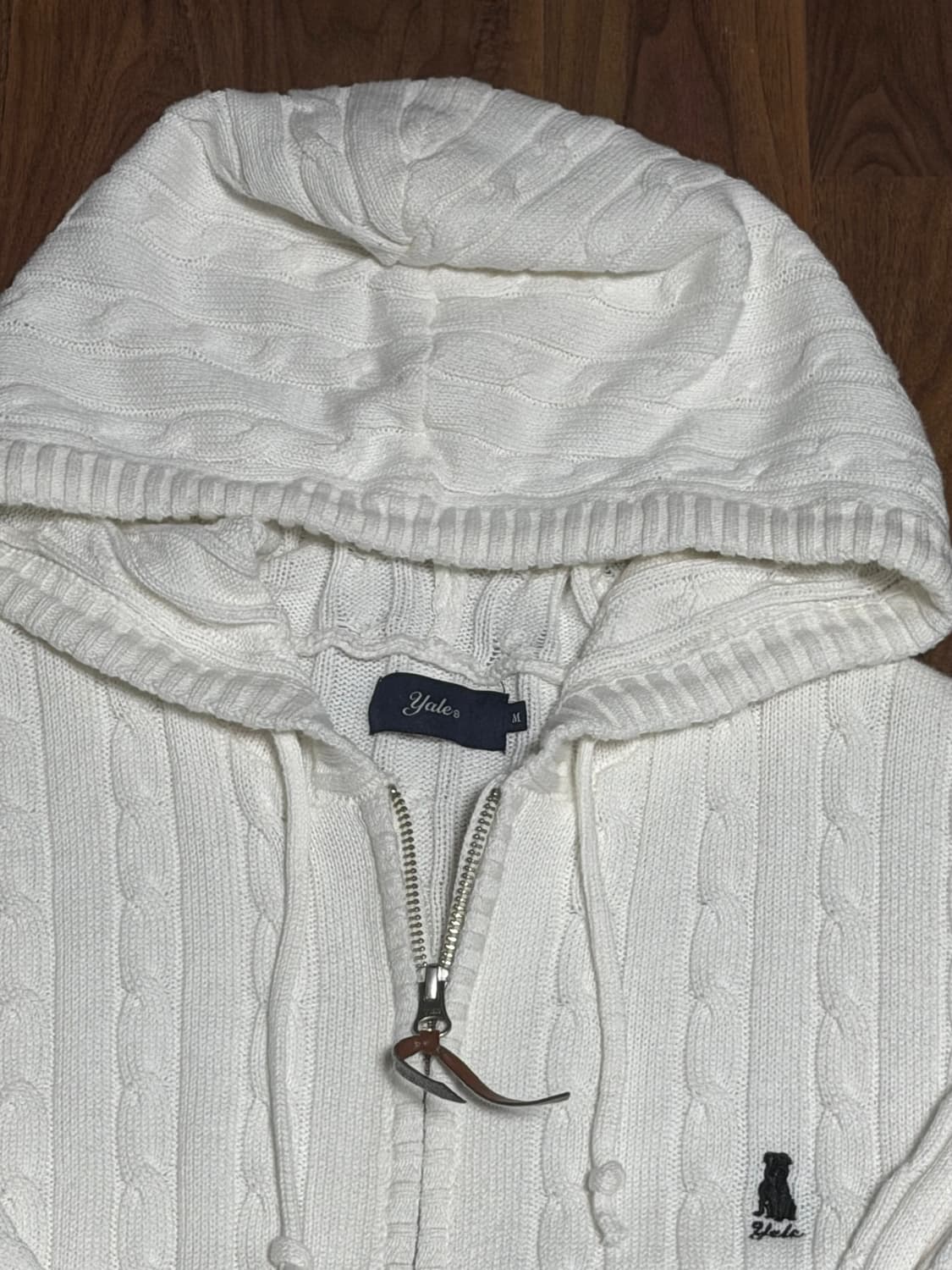 예일 케이블 아이보리 니트 후드집업 상품이미지2