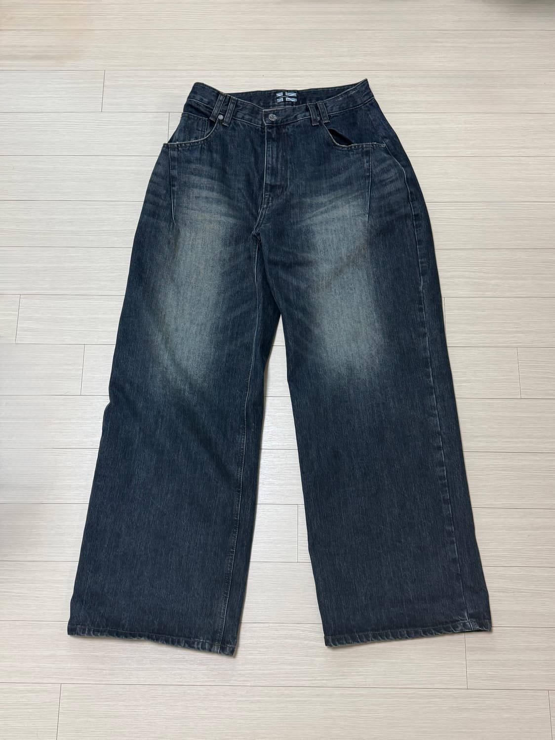 플리즈노팔로우 25 데미지 워싱 와이드 데님 상품이미지3