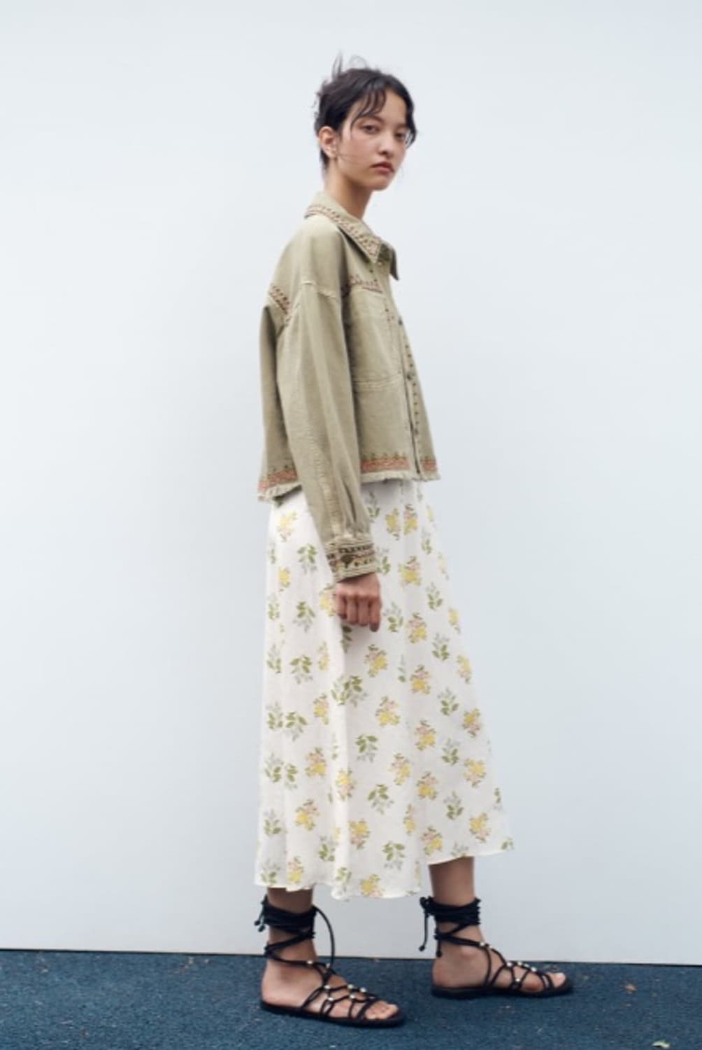zara 자라 자수 프린지 디테일 크롭 오버핏 자켓 셔츠 M 상품이미지3
