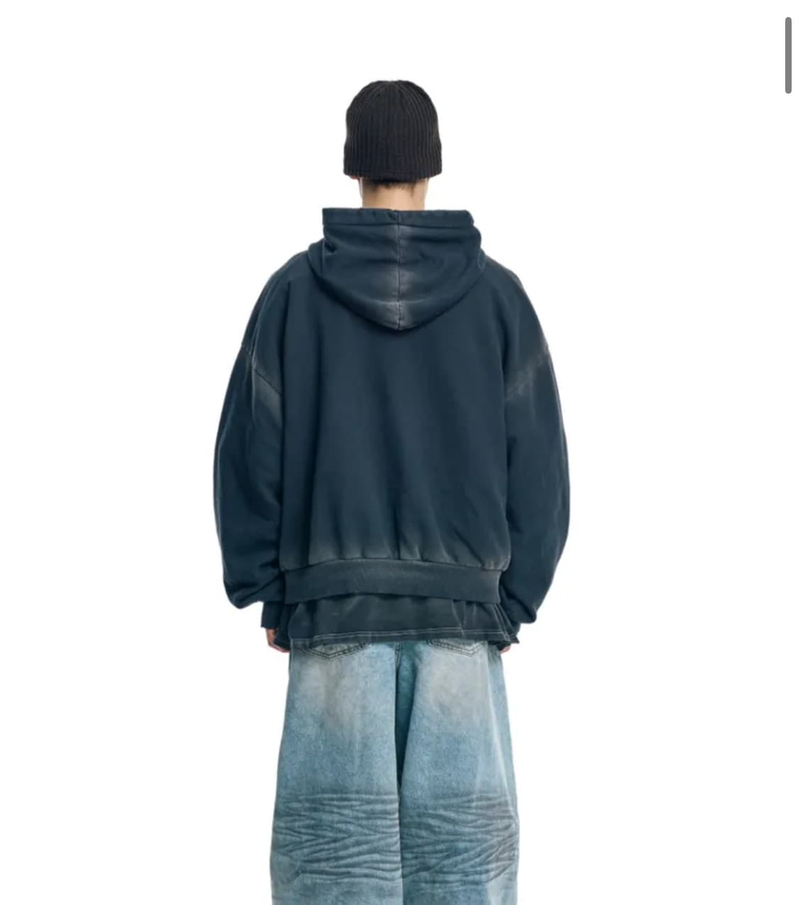 워시드 패치 오버핏 후드집업 블랙 상품이미지2