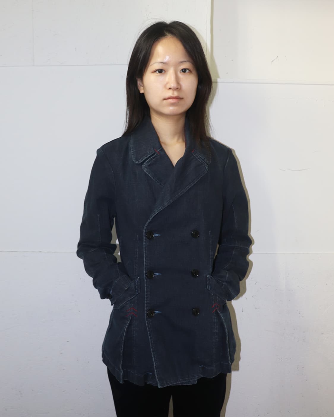 마리떼 프랑소와 저버 레드 스티치 디테일 데님 블레이저 상품이미지1