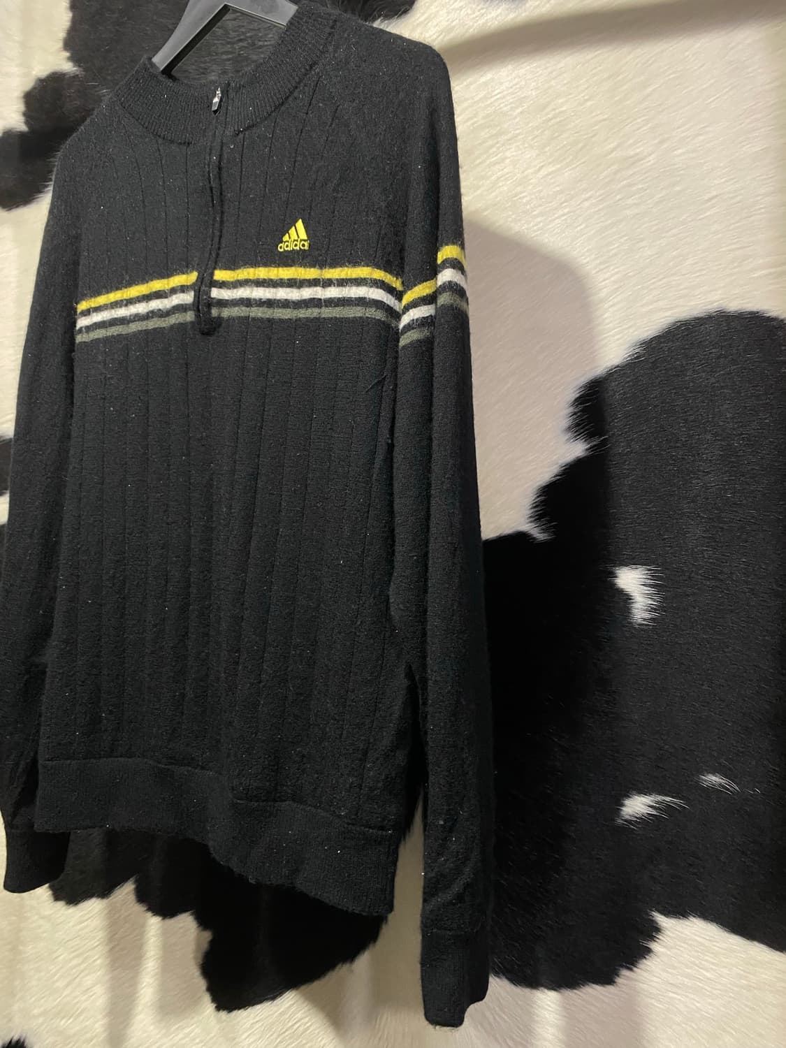 Adidas 삼선 반집업 블랙 니트 상품이미지4