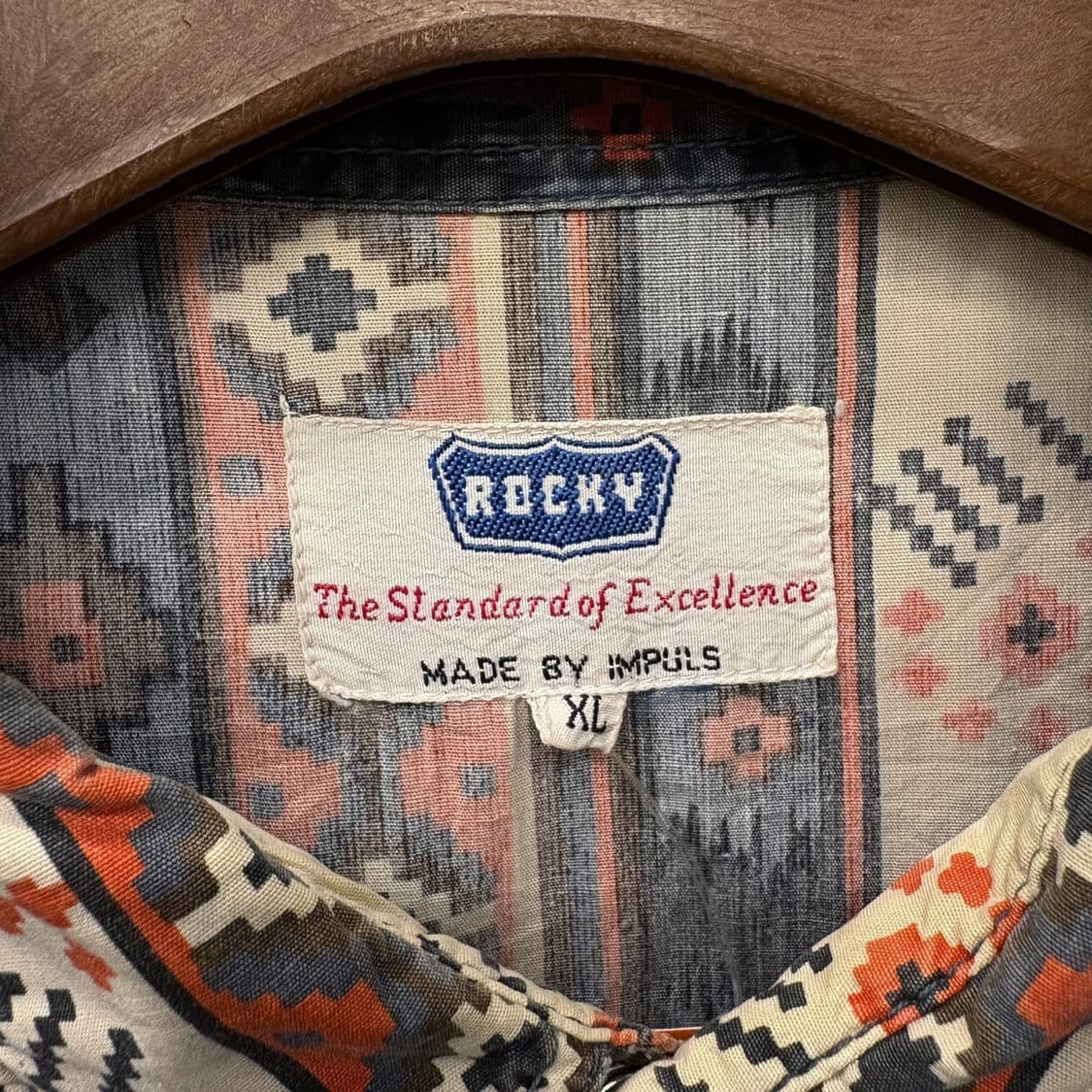 80s ROCKY 올오버 네이티브 아메리칸 아즈텍패턴 웨스턴셔츠 N602 상품이미지6