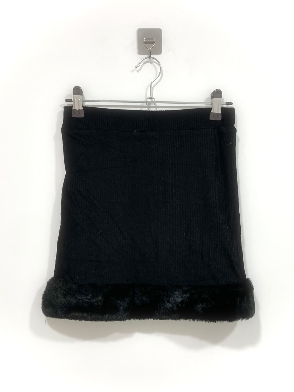 Black fur trimming rib knit setup 상품이미지3