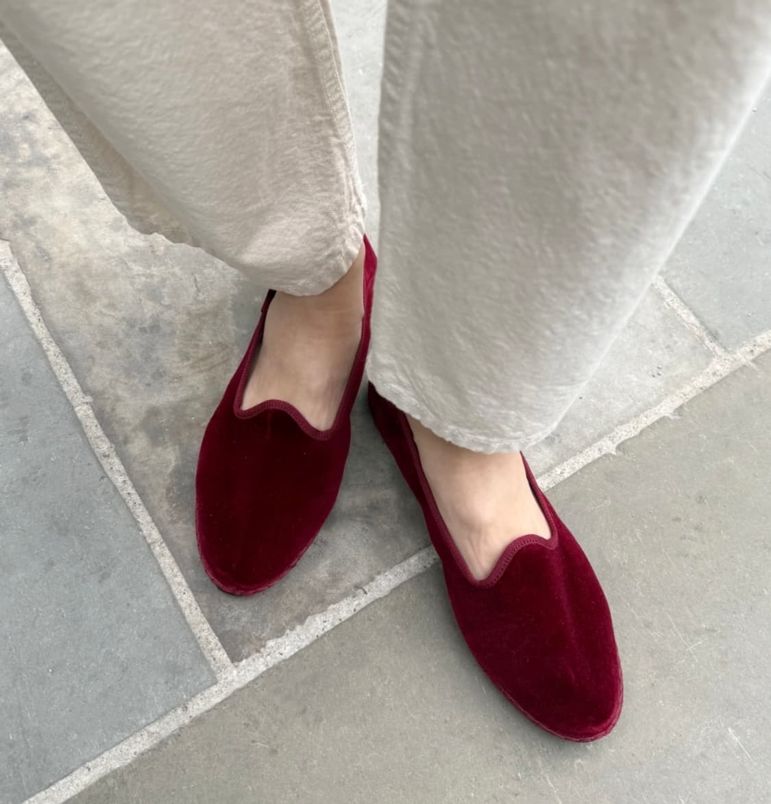 vintage velvet plat shoes 벨벳 플랫슈즈 버건디 상품이미지4