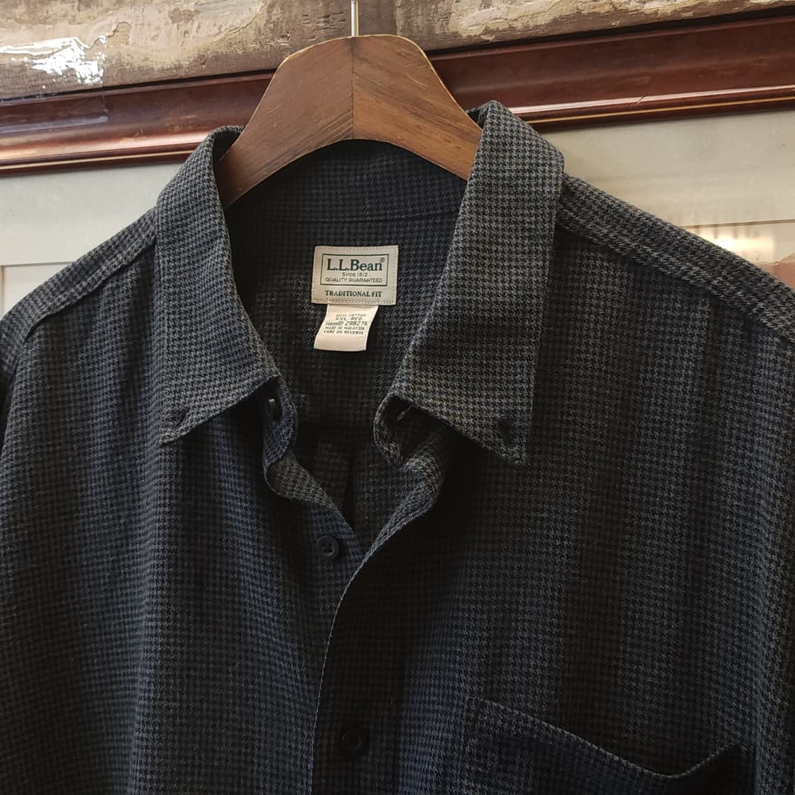 90s 엘엘빈 셔츠 하운드투스 패턴 워크셔츠 그레이 xxl 빅사이즈 상품이미지6