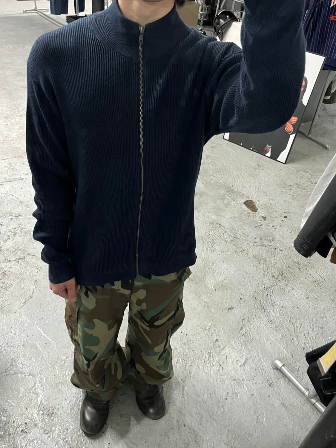 Muji knit zip up 상품이미지2