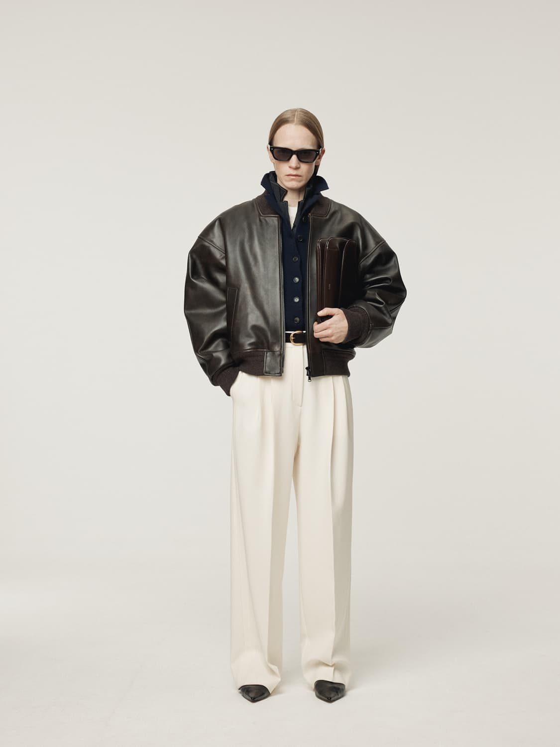 렉토 RECTO 빈티지 이펙트 레더 봄버 점퍼 자켓 브라운 상품이미지5