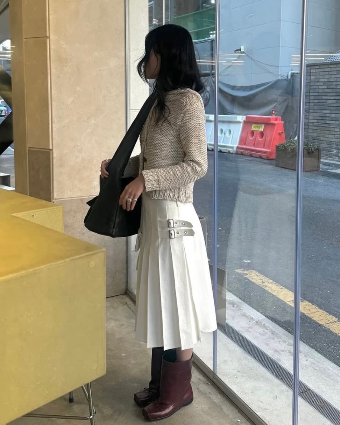 OPEN YY HOODED CHUNKY CARDIGAN, BEIGE 상품이미지3