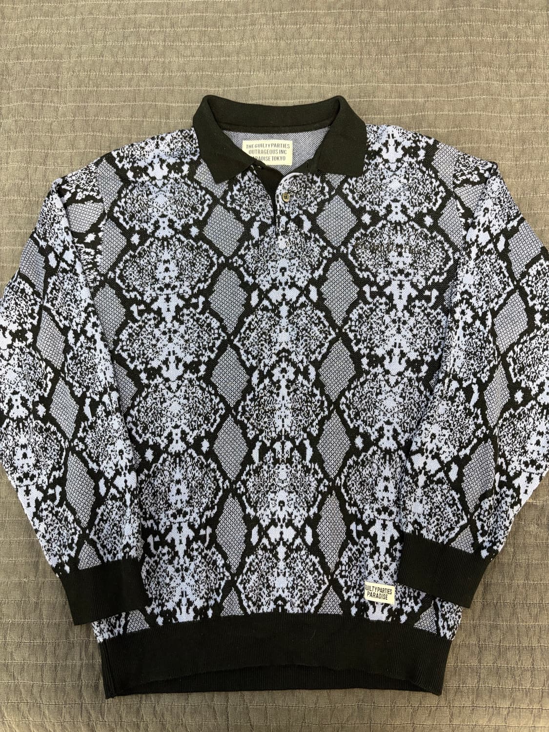 와코마리아 파이톤 니트 폴로셔츠 상품이미지1