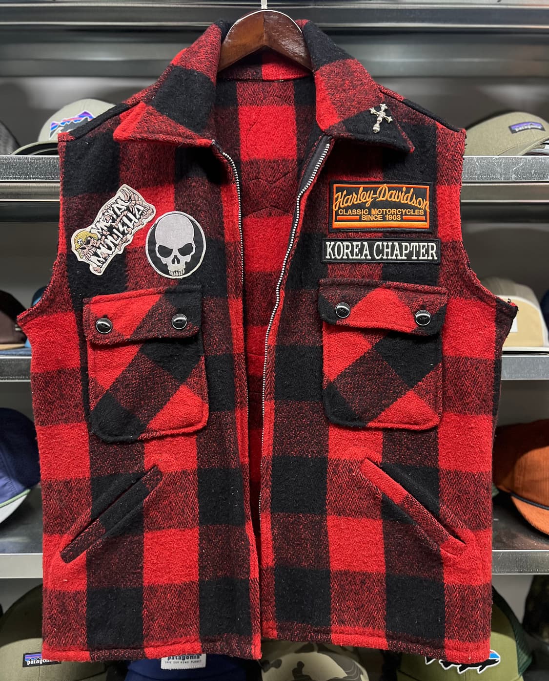 할뤼 레드체크 울 조끼  상품이미지1