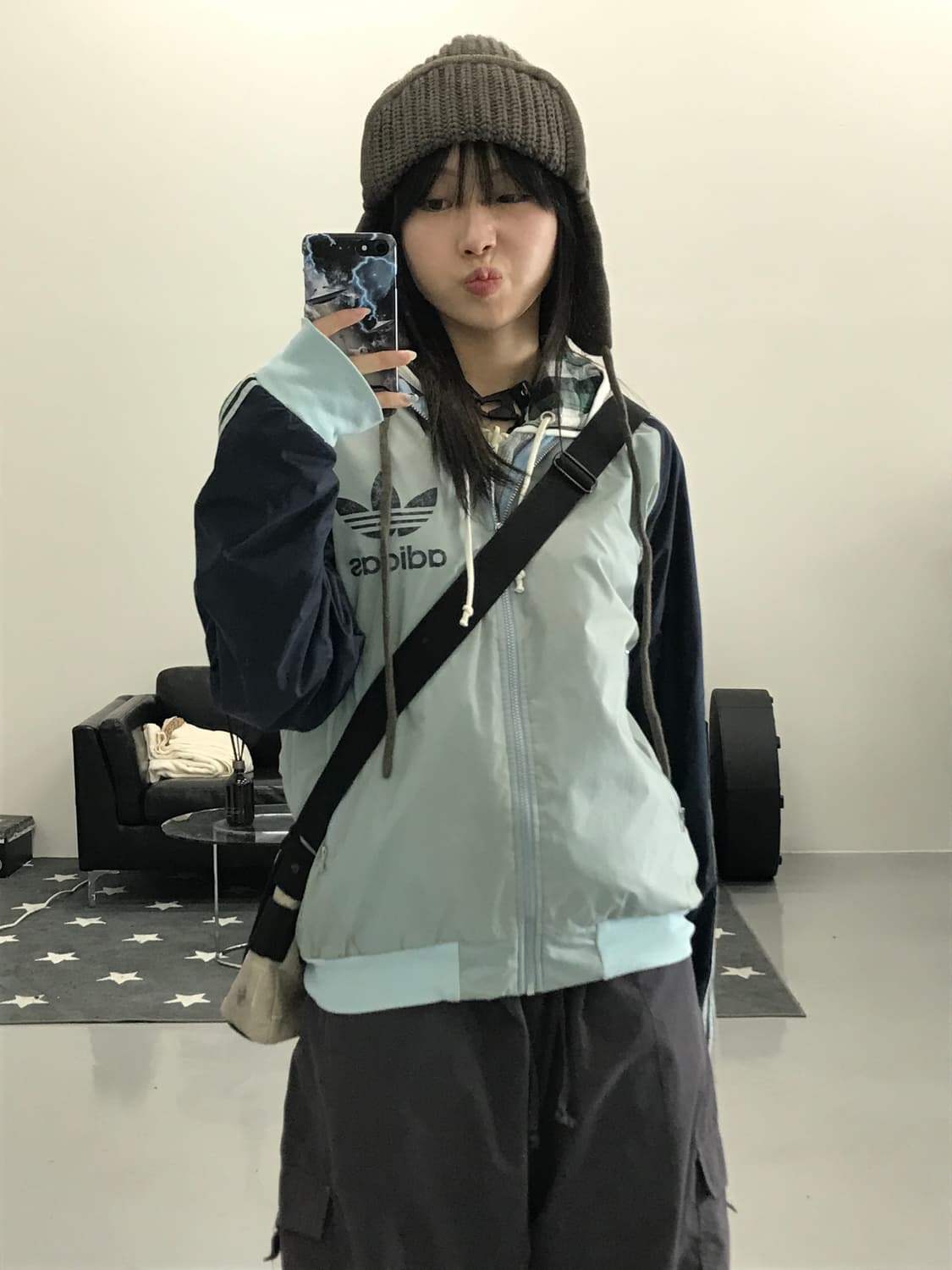 아디다스 스카이블루 코트 범퍼 집업 상품이미지1