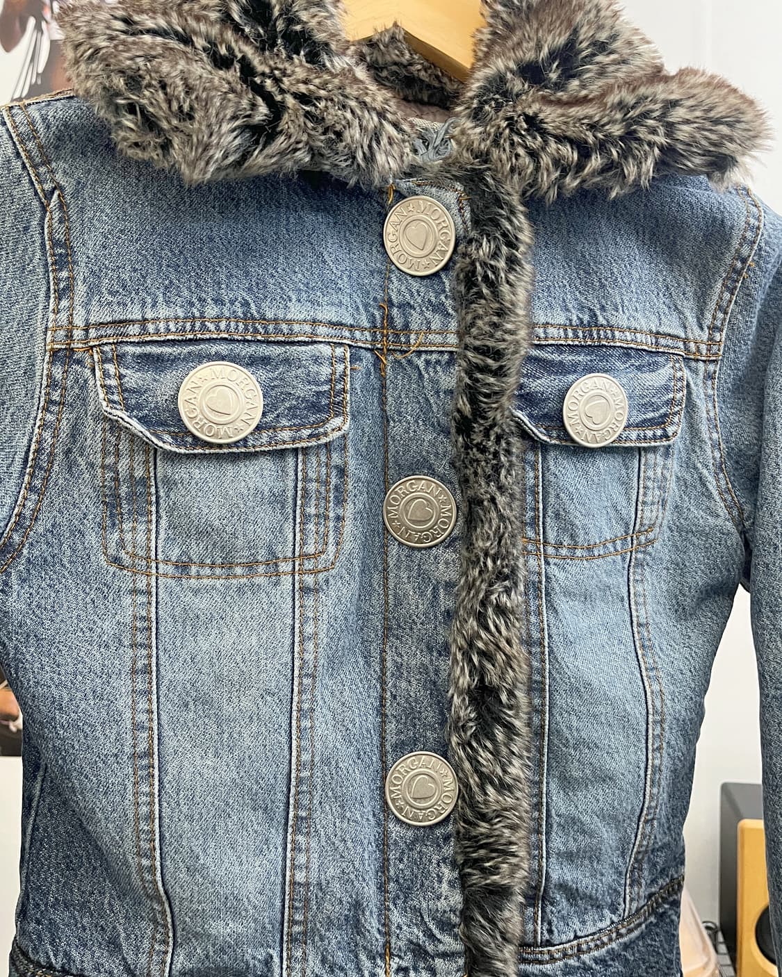 올드 빈티지 퍼 카라넥 데님 자켓 상품이미지6