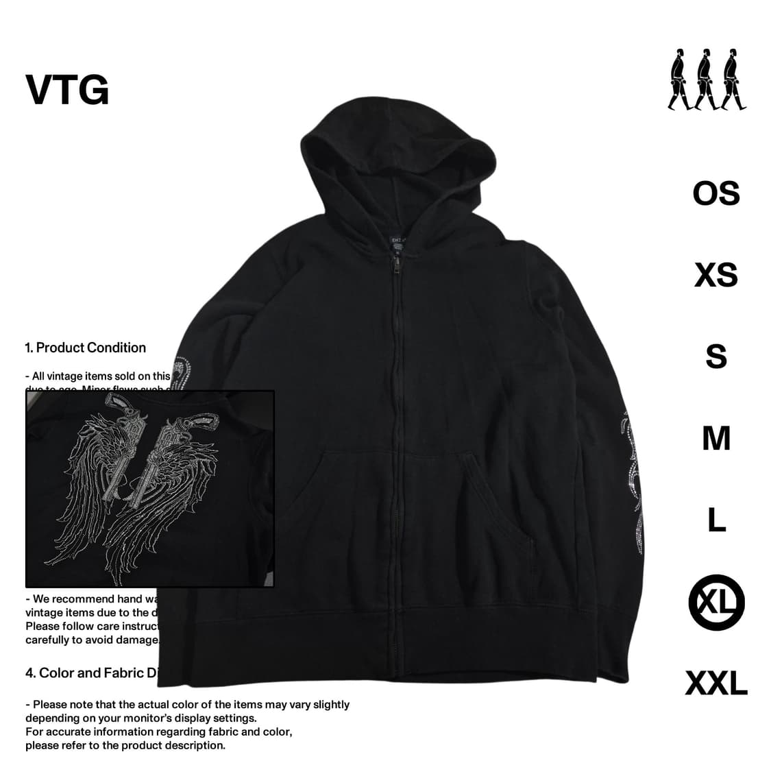 ENZA Y2K 스타일 비즈 후드집업 XL사이즈 상품이미지1